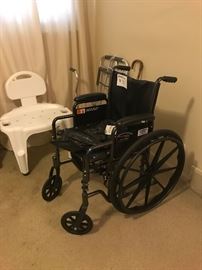 Wheelchair, shower chair, canes