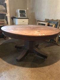 Vintage round harvest table