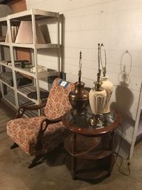 Vintage cloth rocker and lamps