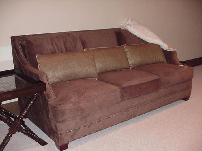 Upholstered suede sofa