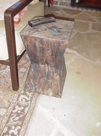 Another view of the solid wood block table