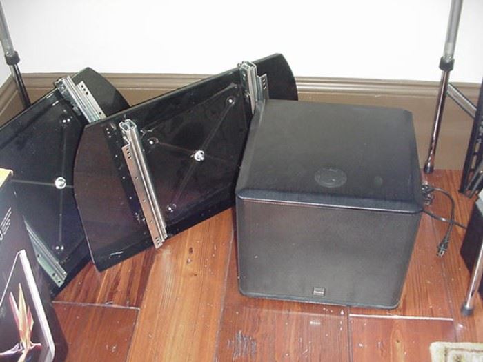 Stands for mounting tvs; speaker
