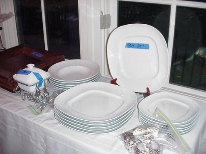 White dinner, salad, and soup plates, service for 6
