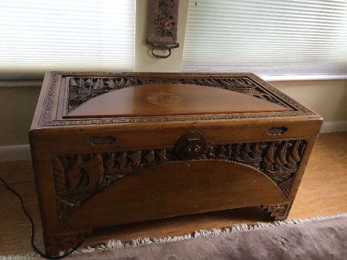 Hand carved Asian chest