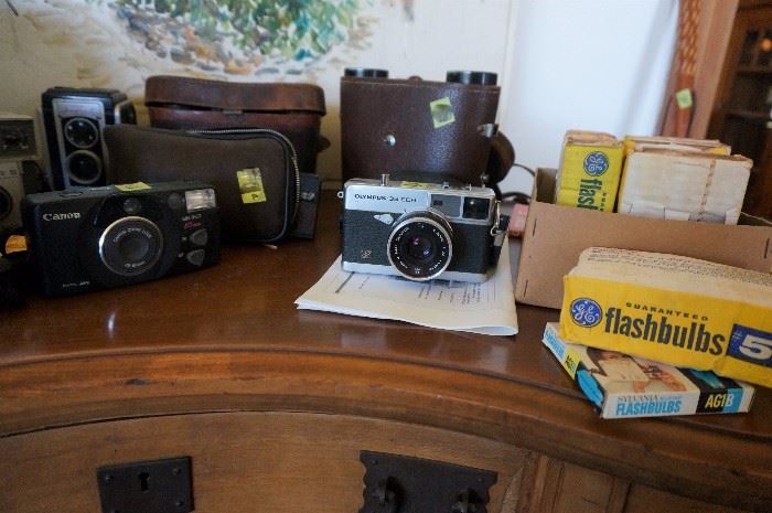 Old cameras and binoculars