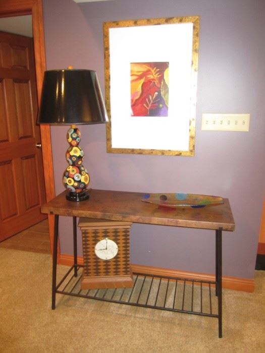GREAT TABLE, LAMP, AND ART