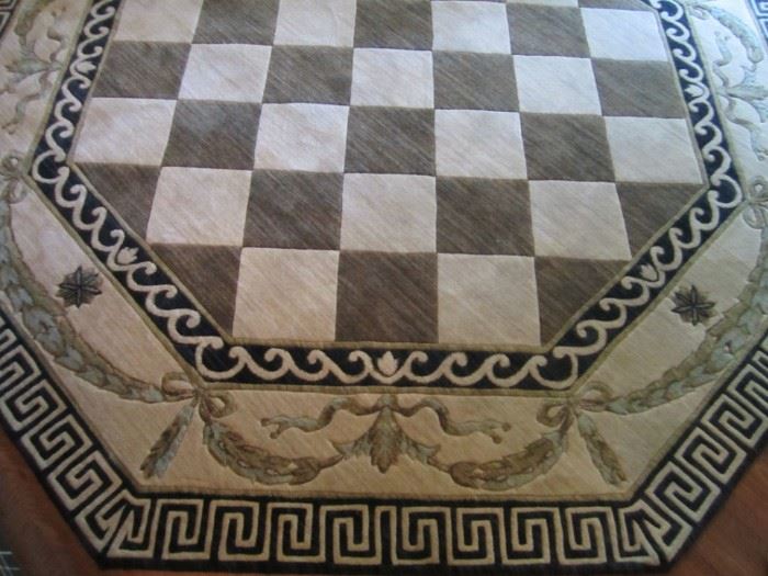 OCTAGON AREA RUG CREAM, TAUPE AND BLACK