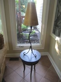 LAMP AND ROUND TABLE