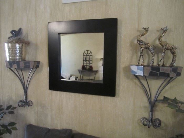 MIRROR AND WALL SHELVES