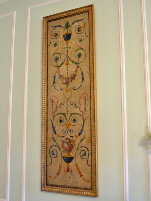 One of four hand painted framed panels