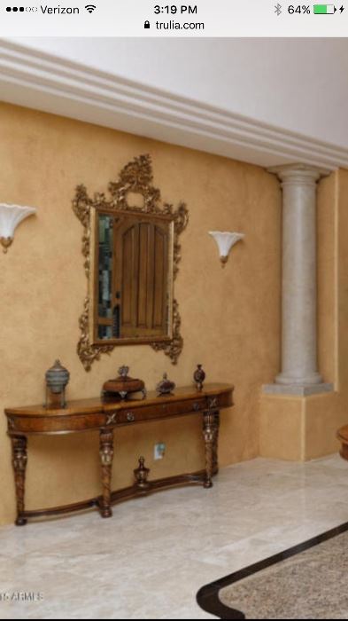 Beautiful entry console & antique mirror