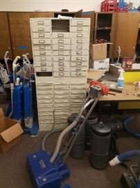 work station metal file bins, stacked two high