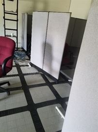 Cubical station dividers, also raised computer flooring and office chair(s)