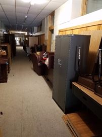 hall is over 200 feet long and items are outside in hall and inside in each of the offices. Not to worry there is plenty for everyone.  