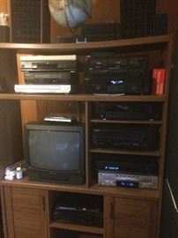 Optimus Receiver, Optimus CD Player, Optimus Cassette Deck, Sony Cassette Player, Sanyo Cassette Player, Pioneer Receiver, Panasonic DVD/CD, Panasonic 5 Disc Changer, Optimus Equalizer, RCA CD Changer, Several VHS, Players, 