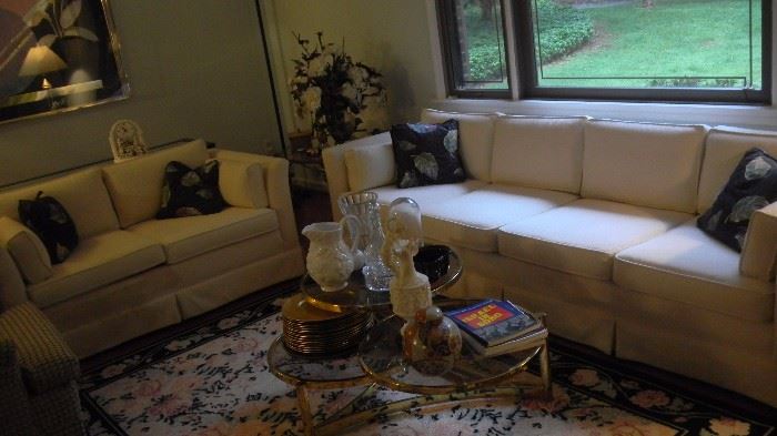 mid century living room furniture. Note: love seat has a "stain" on front. can be removed with peroxide