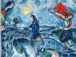 Marc Chagall Lovers Over Paris Offset Color Lithograph on Archival Paper