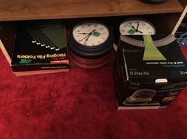 Hanging File folders, clocks