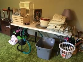 Exerciser, another lamp, crates & miscellaneous 