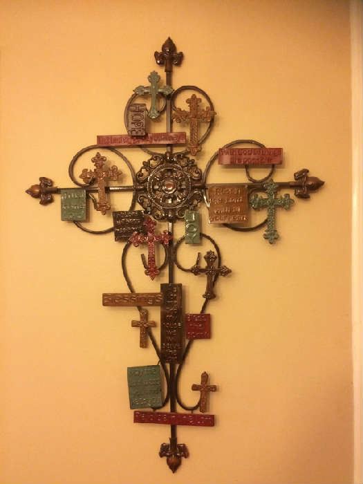 Metal cross 36"x24" with scripture highlights