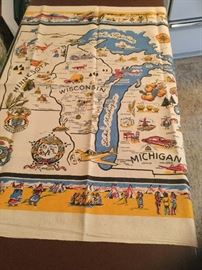 Beautiful linen tapestry depicting the Great Lake States