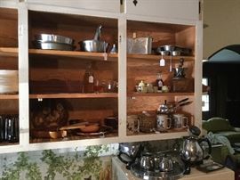 Vintage Sunbeam coffeemaker, antique doll-size tea set