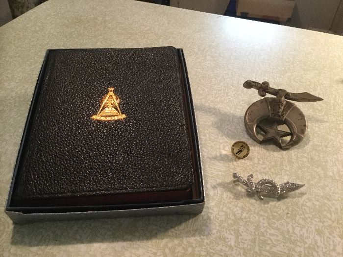 Masonic Bible, paperweight, woman's pin