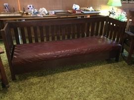 Antique mission style settee
