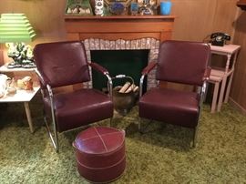 Troy Sunshade by Gilbert Rohde leather chairs