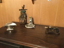 Decorative Cast iron matches holders. Pistol lighter