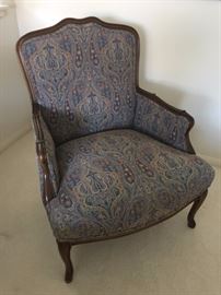 Pr. of Paisley Upholstered Bergere Chairs