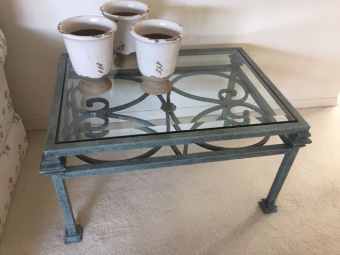 Verdigris Iron/Glass Side Table