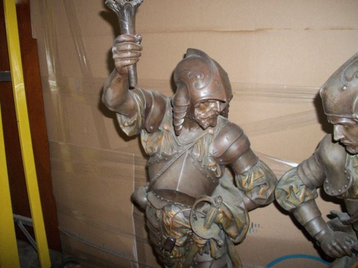 brass lamp Man in Armour with tourch