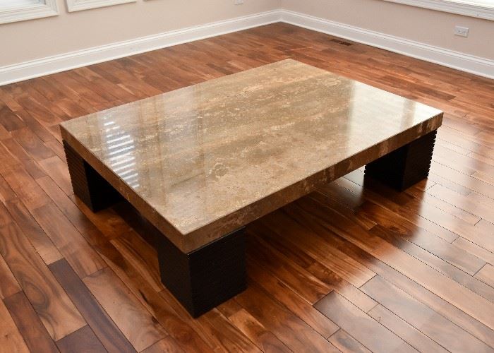 Large Contemporary Stone Top Cocktail / Coffee Table