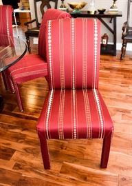 Set of 6 Red Upholstered Dining Chairs