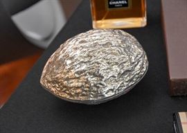 Metal Walnut-Shaped Trinket / Jewelry Box