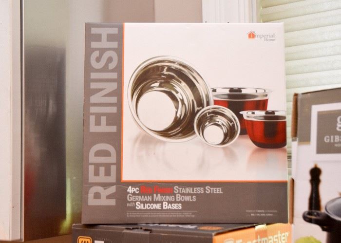 Red Finish Stainless Steel German Mixing Bowls