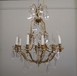 8.25 French Bronze and Crystal Chandelier