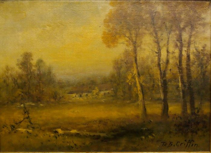 8.25 Oil on canvas landscape by T.B. Griffin 18"w x14"h