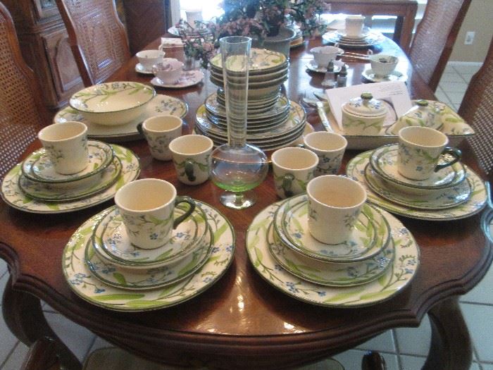 Franciscan dinnerware....FORGET ME NOT pattern...service for eight (8) plus additional serving pieces, sugar and butter dish. 