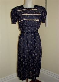 1930-1940s thin gauze dress with all over embroidery. 