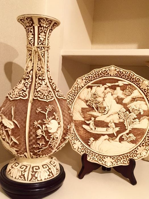 "Ivory Dynasty", carved resin case and plate