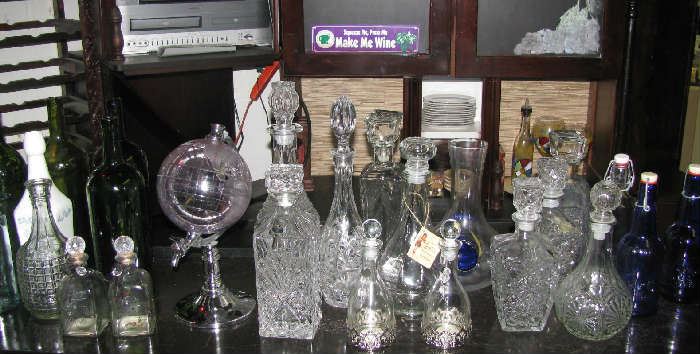 Decanters and wine bottles