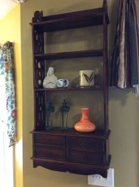BEAUTIFUL WALL SHELF WITH 4 DRAWERS-ANTIQUE