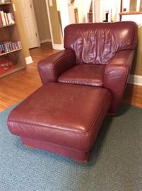 LEATHER CHAIR AND OTTAMAN