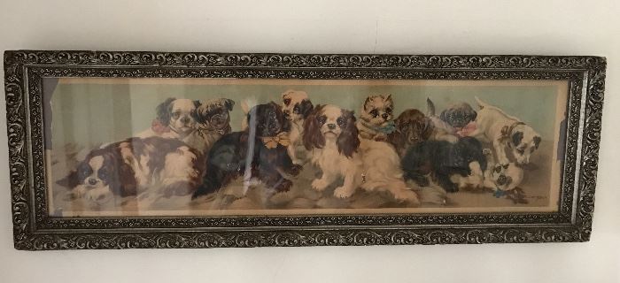 Antique King Charles Cavalier Dogs Long Picture