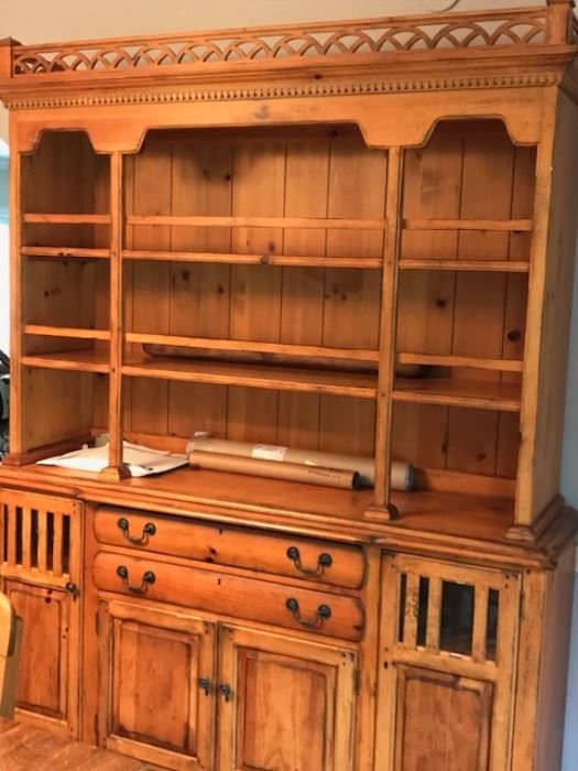 Oak china cabinet and welsch dresser. Lined drawers for cutlery and storage for crystal & china. 