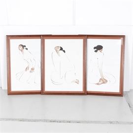 R.C. Gorman Limited Edition Lithograph Triptych "Trilogy"