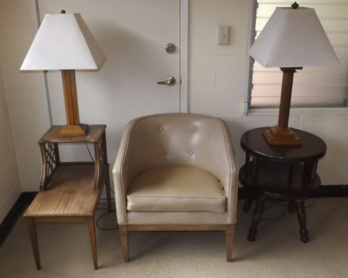 FVM025 Vintage Furniture - Chair, End Tables, Lamps
