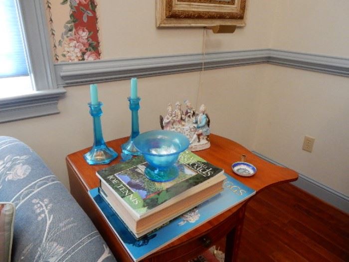 Assorted Blue Glass Decorative Items